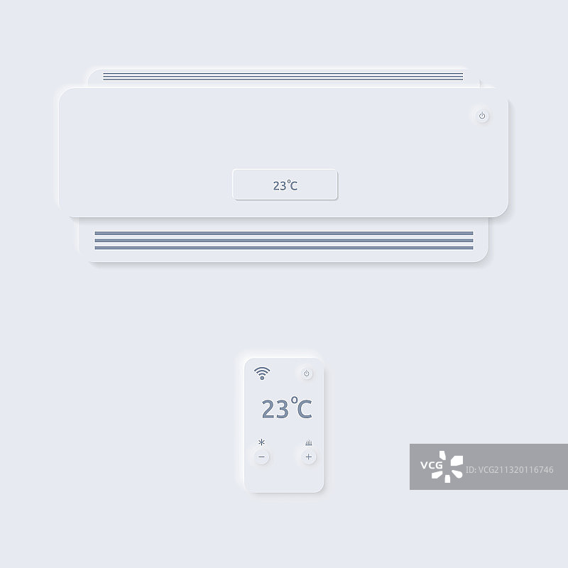 带遥控器的新拟物风格空调图片素材