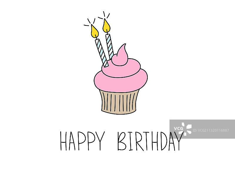 手绘扁平风格生日快乐图片素材