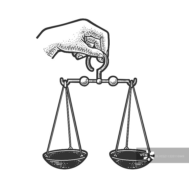 带有天平的正义女神忒弥斯手绘图片素材