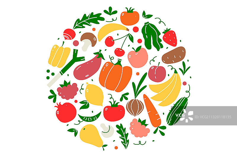 纯素食品涂鸦合集图片素材