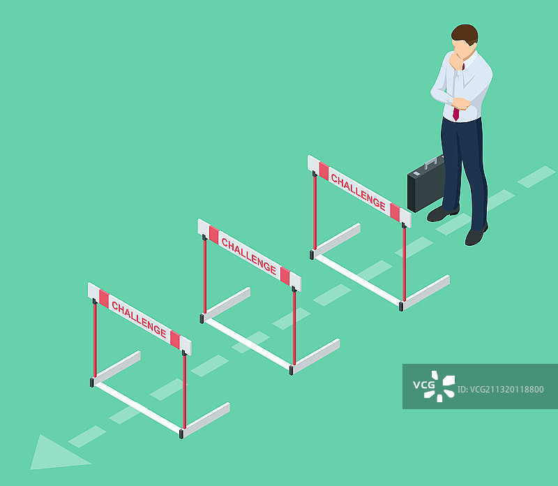 2.5D商务人士思考如何克服图片素材