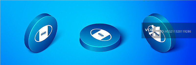 蓝色背景上的2.5D橄榄球图标图片素材