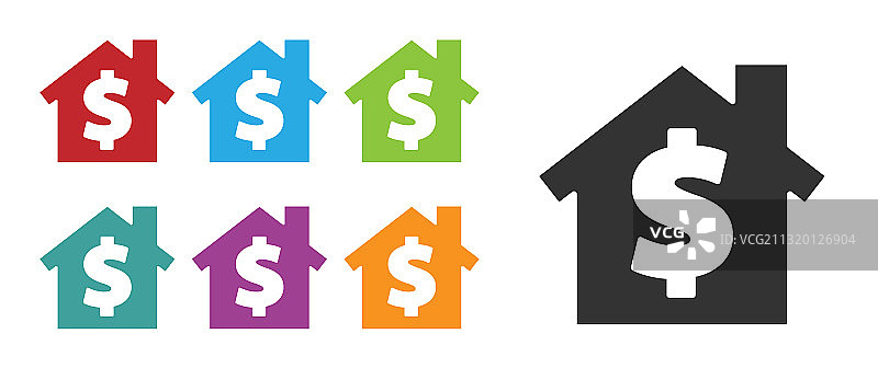 带美元符号的黑色房屋图标图片素材