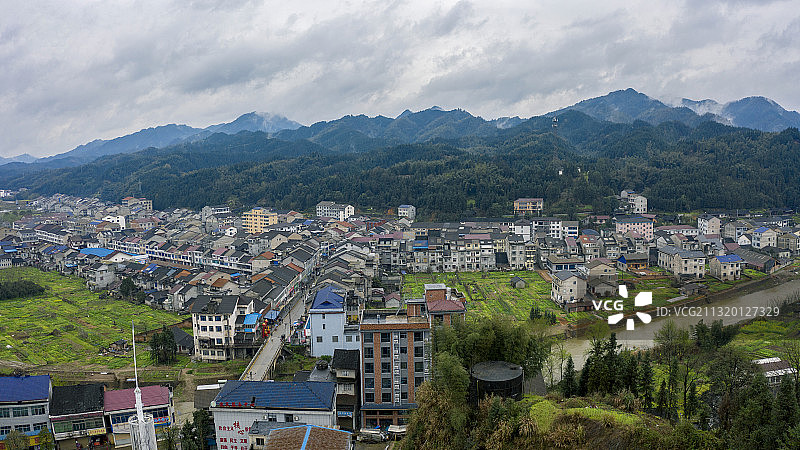 常德桃源县沙坪镇雾景图片素材