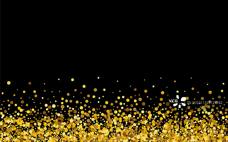 黑色背景上的金色纸屑艺术图片素材