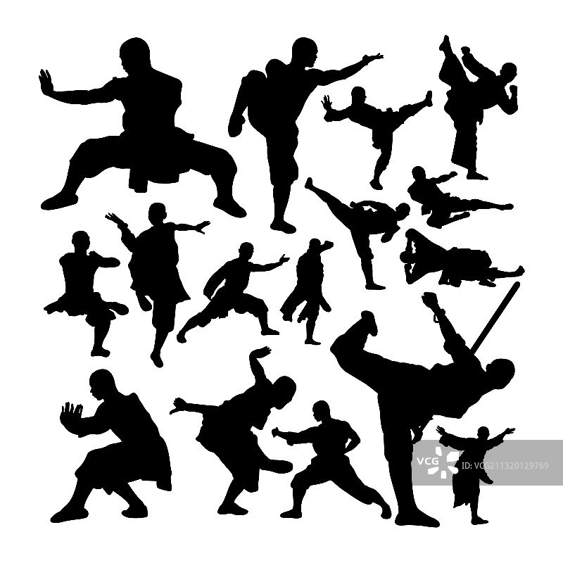 少林武僧剪影图片素材