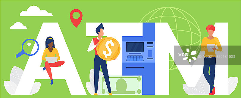 卡通风格ATM机人物图片素材