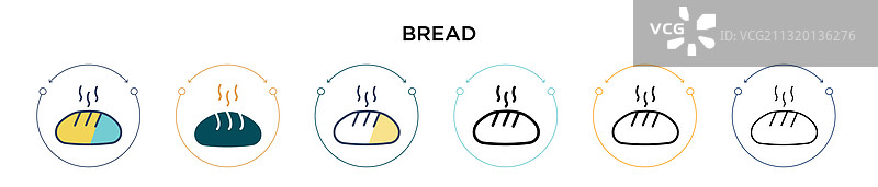 填充细线轮廓面包图标图片素材