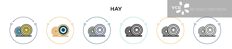 填充细线轮廓和笔触的干草图标图片素材