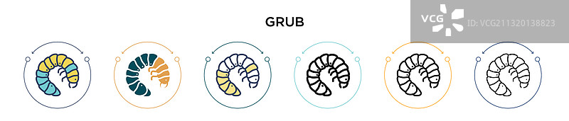 粗略的填充细线轮廓和笔触图标图片素材