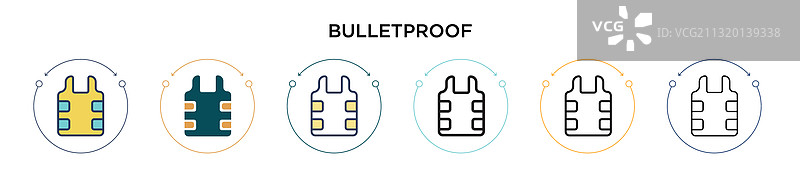 填充细线轮廓的防弹图标图片素材