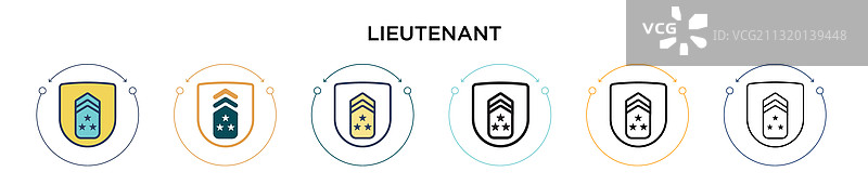 填充细线轮廓中的中尉图标图片素材