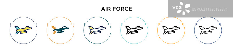 填充细线轮廓的空军图标图片素材