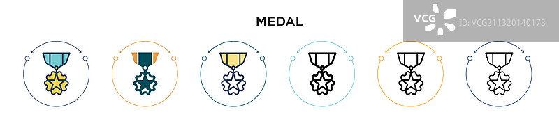 填充细线轮廓和笔触的奖牌图标图片素材