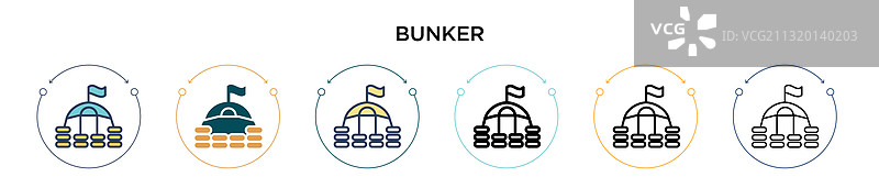 填充细线轮廓的掩体图标图片素材