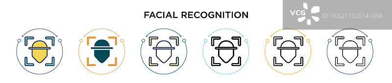 填充细线条人脸识别图标图片素材