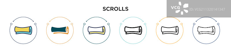 填充细线轮廓的卷轴图标图片素材