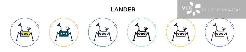 填充细线轮廓着陆器图标图片素材