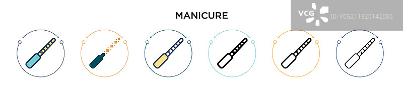 填充细线轮廓的美甲图标图片素材