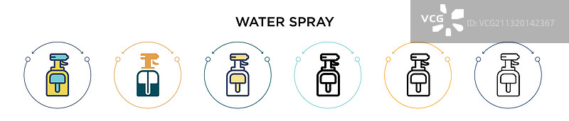 填充细线轮廓中的喷水图标图片素材