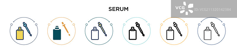 填充细线轮廓和描边的精华液图标图片素材