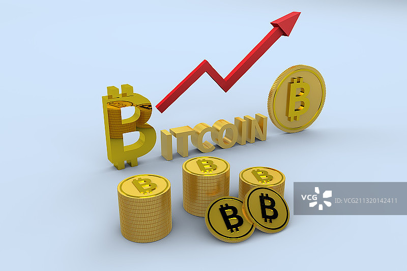 3d渲染的比特币概念图图片素材