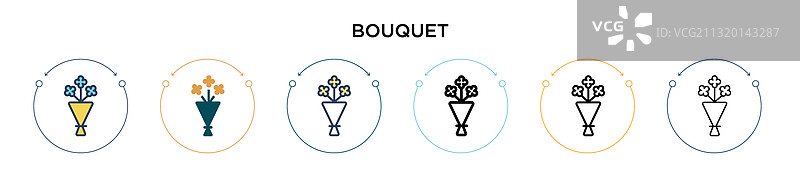 填充细线轮廓花束图标图片素材