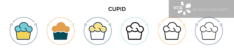 丘比特图标，填充细线轮廓和描边图片素材