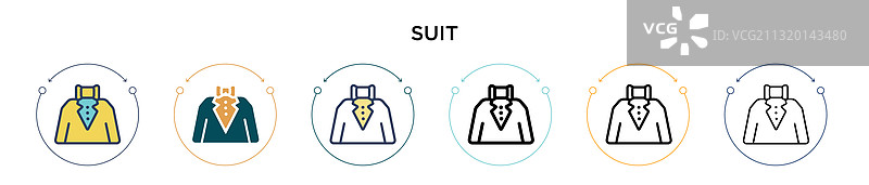 填充细线轮廓和笔触的西装图标图片素材