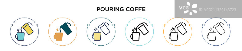 咖啡图标的填充细线轮廓图片素材