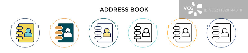 填充细线条轮廓的地址簿图标图片素材