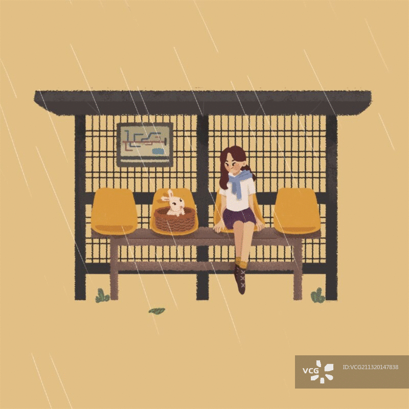 雨天车站的陪伴图片素材