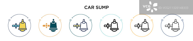 填充细线轮廓汽车油底壳图标图片素材