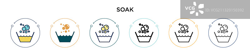 填充细线轮廓和描边的浸泡图标图片素材