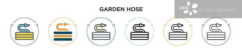 花园软管图标（填充细线轮廓）图片素材