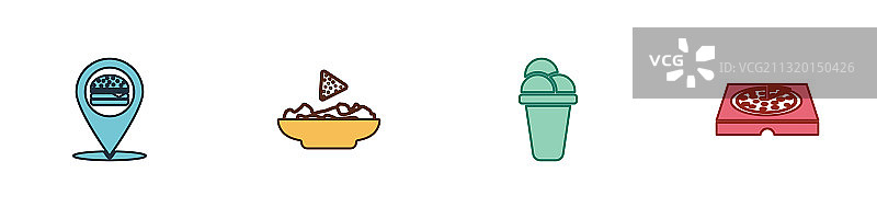 盘中汉堡玉米片冰块位置图片素材