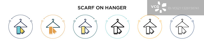 衣架上的围巾图标（填充细线轮廓）图片素材