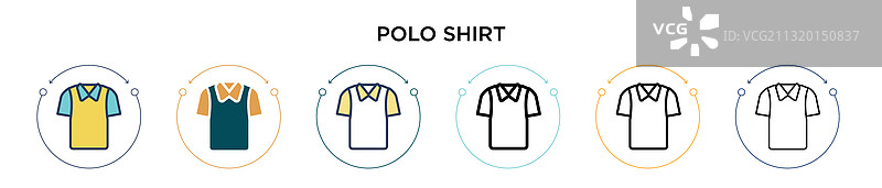 填充细线轮廓的Polo衫图标图片素材