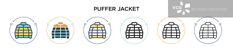填充细线轮廓的河豚夹克图标图片素材