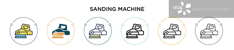 砂光机填充细线轮廓图标图片素材