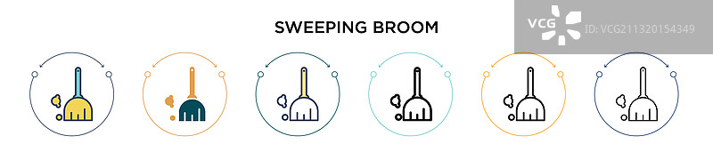 填充细线轮廓的扫帚图标图片素材