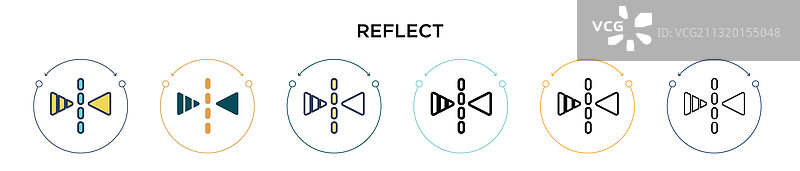 填充细线轮廓反射图标图片素材