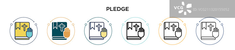 填充细线轮廓中的承诺图标图片素材