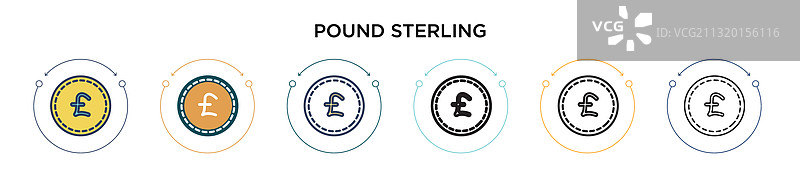 填充细线轮廓英镑图标图片素材