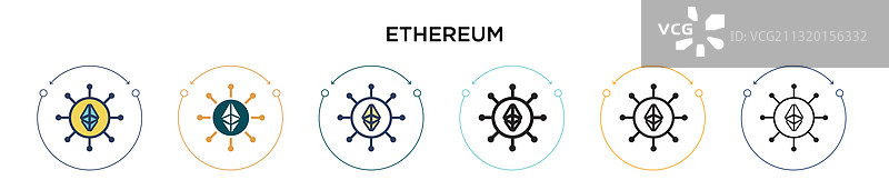 填充细线轮廓中的以太坊图标图片素材