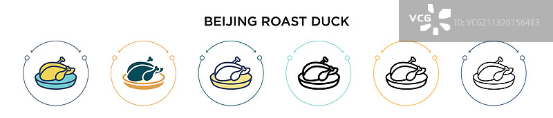 填充细线中的北京烤鸭图标图片素材