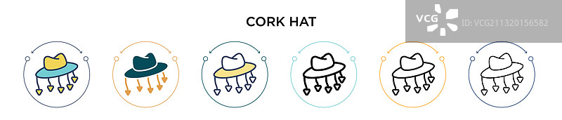 软木帽图标（填充细线轮廓）图片素材