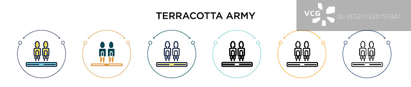 兵马俑图标（填充细线轮廓）图片素材