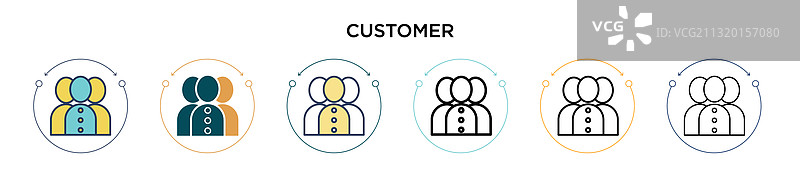 填充细线轮廓的客户图标图片素材