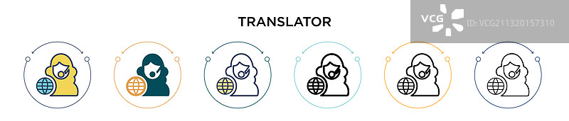 填充细线轮廓的翻译图标图片素材